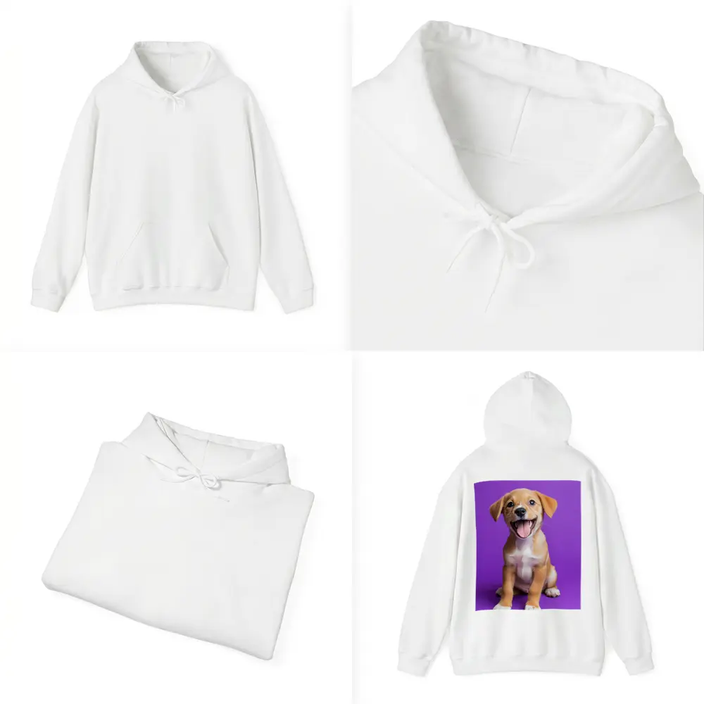 Happy Puppy Dog On Purple Background – Hoodies