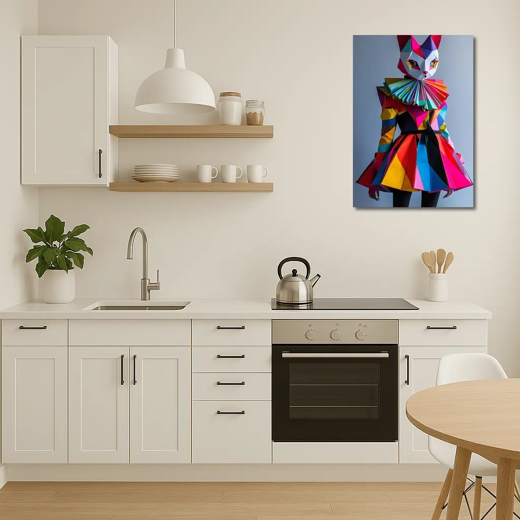 Colorful Geometric Cat Mask Costume Art – Wall Art
