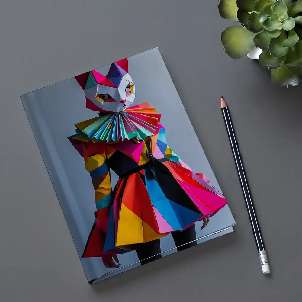 Colorful Geometric Cat Mask Costume Art – Notebooks