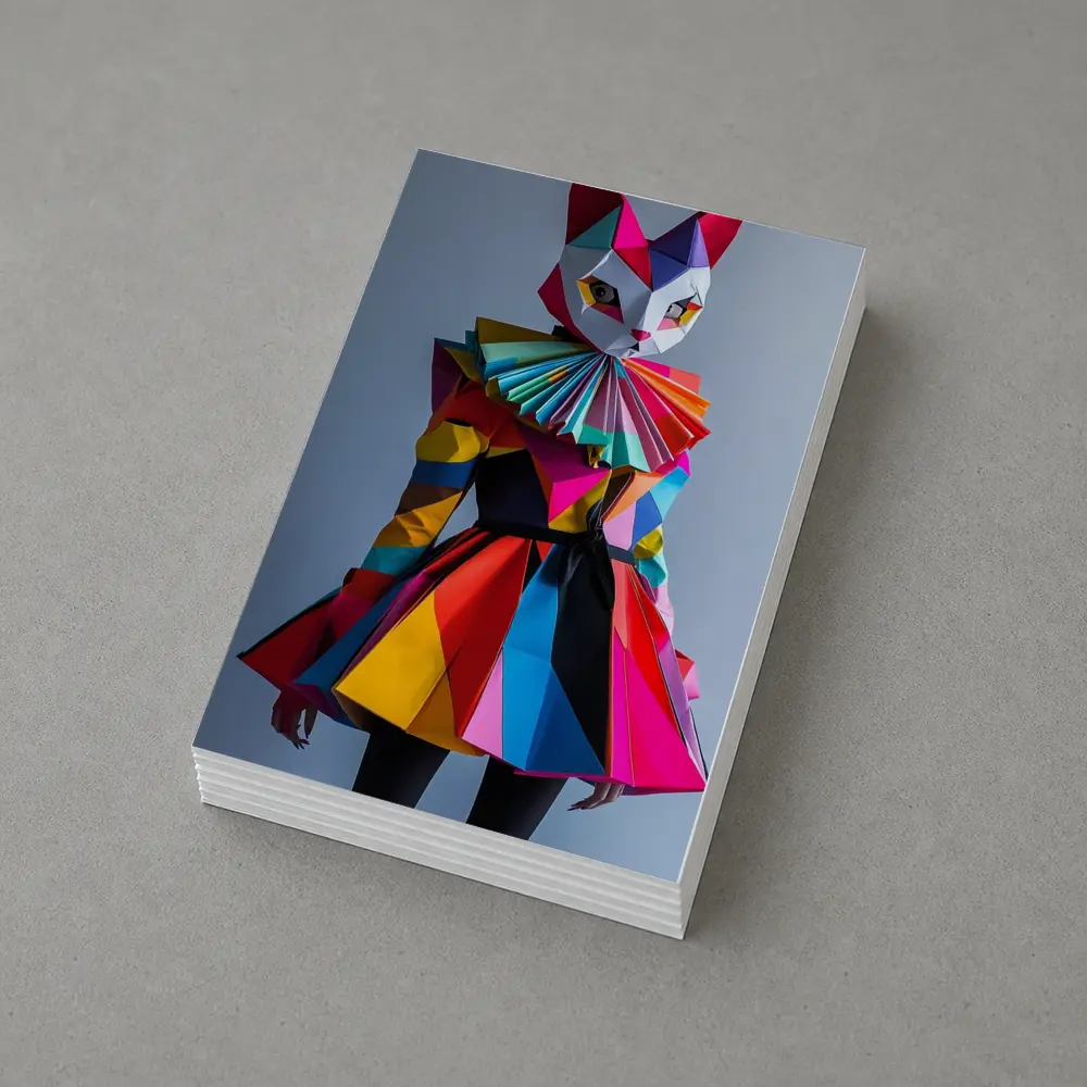 Colorful Geometric Cat Mask Costume Art – Postcards