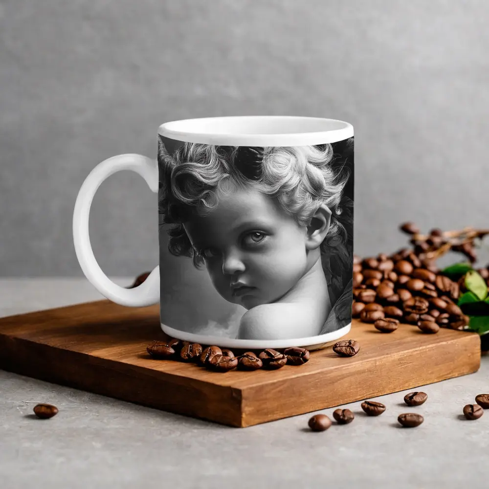 Dark Cherub With Horns And Wings – Mugs