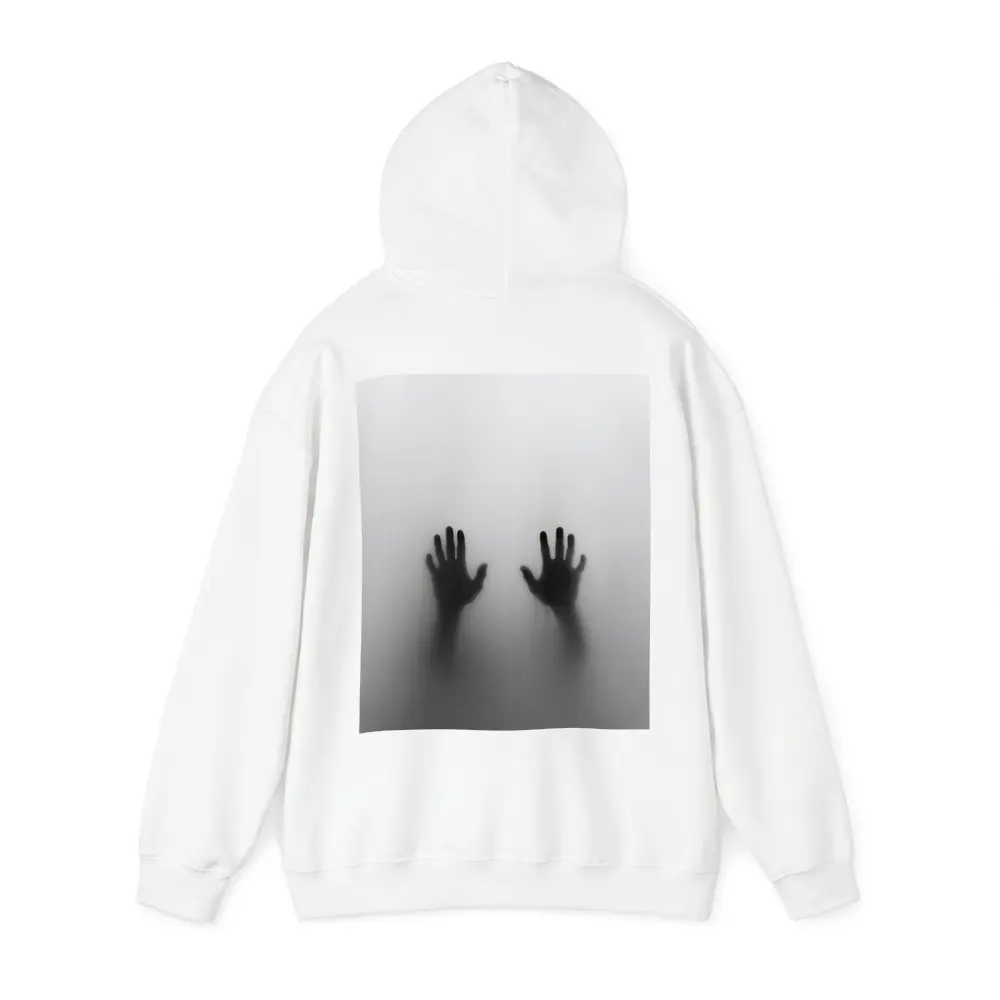 Two Shadowy Hands Pressing Through Fog – Hoodies
