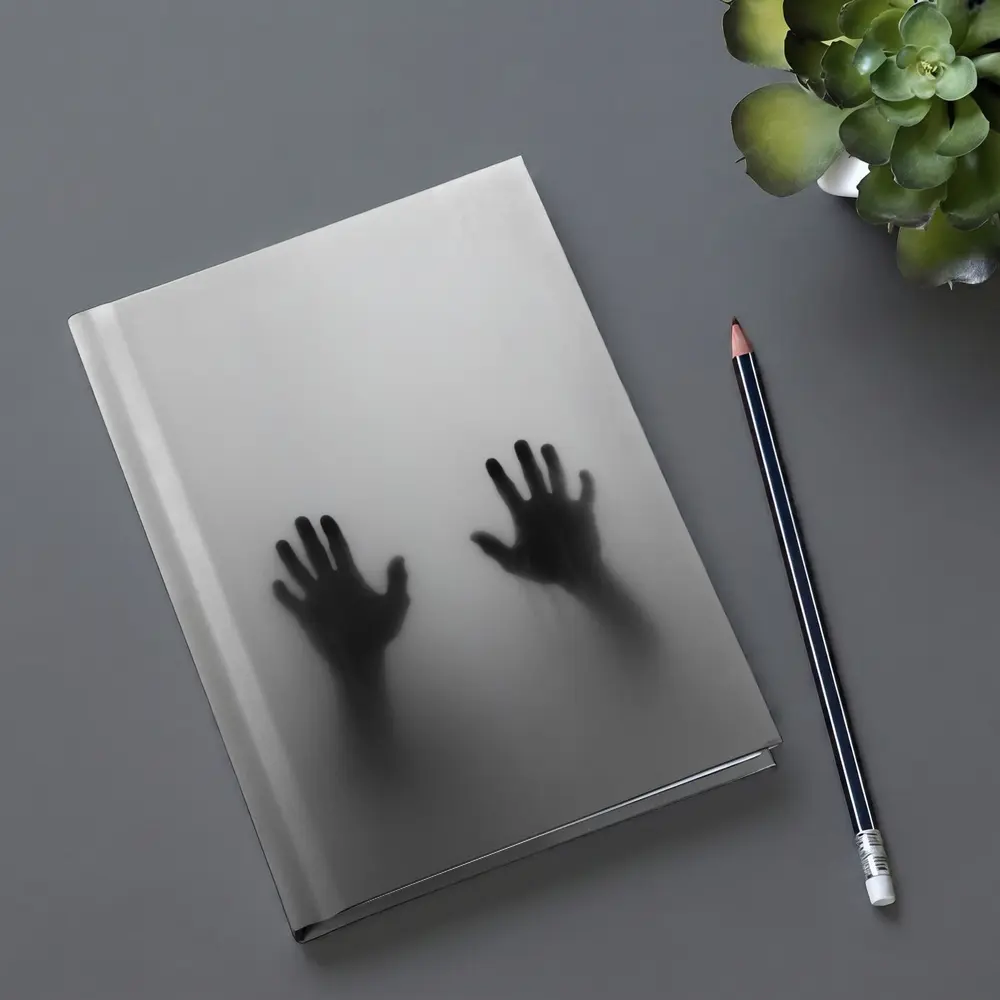 Two Shadowy Hands Pressing Through Fog – Notebooks