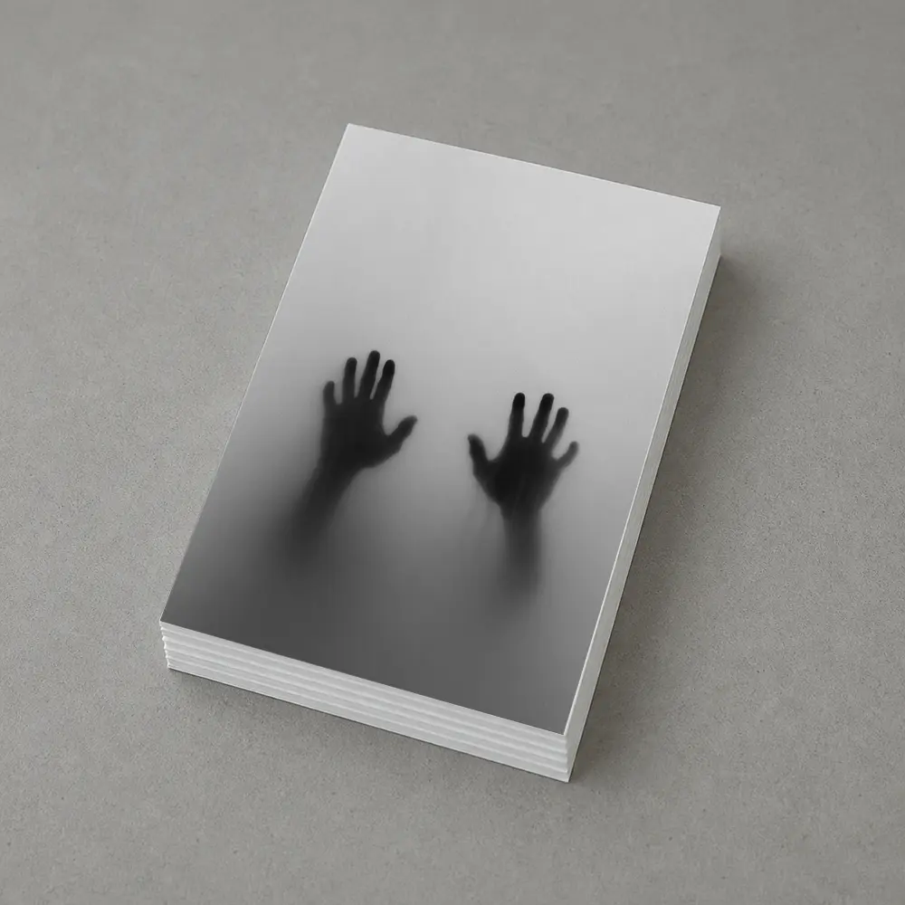 Two Shadowy Hands Pressing Through Fog – Postcards