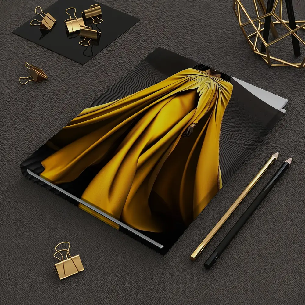 Woman in Golden Cape Black Sand Dunes – Notebooks