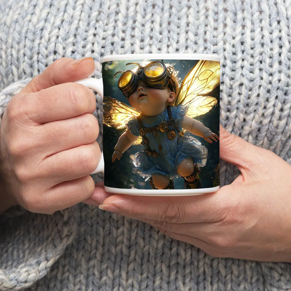 Steampunk Baby Fairy Flying Forest Light – Mugs