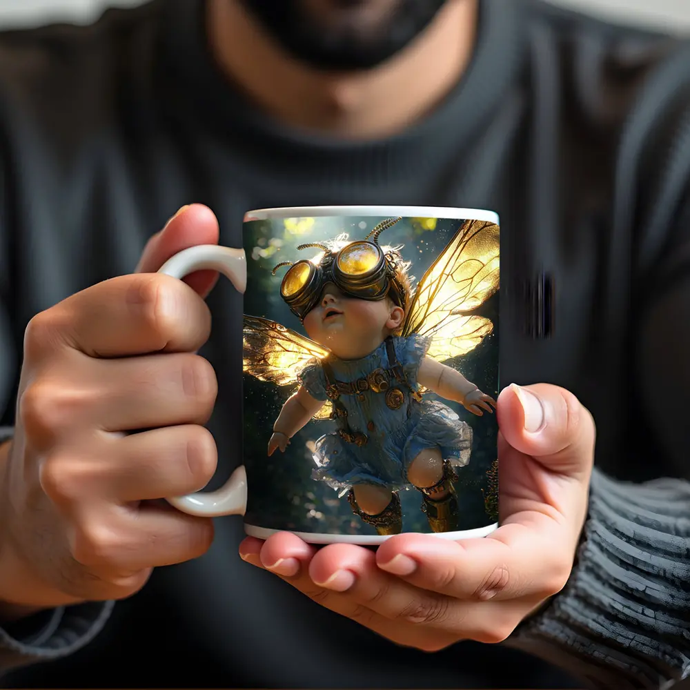 Steampunk Baby Fairy Flying Forest Light – Mugs
