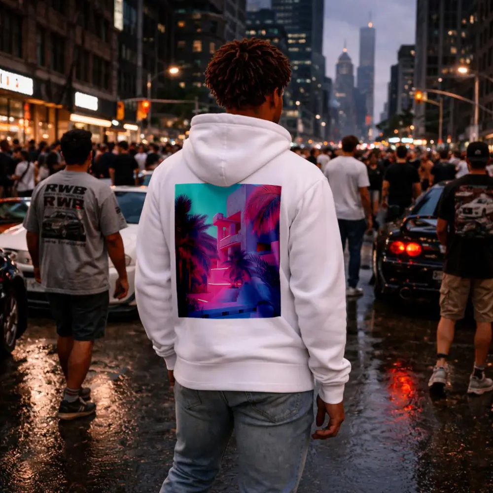Neon Pink Tropical Architecture Palm Trees – Hoodies