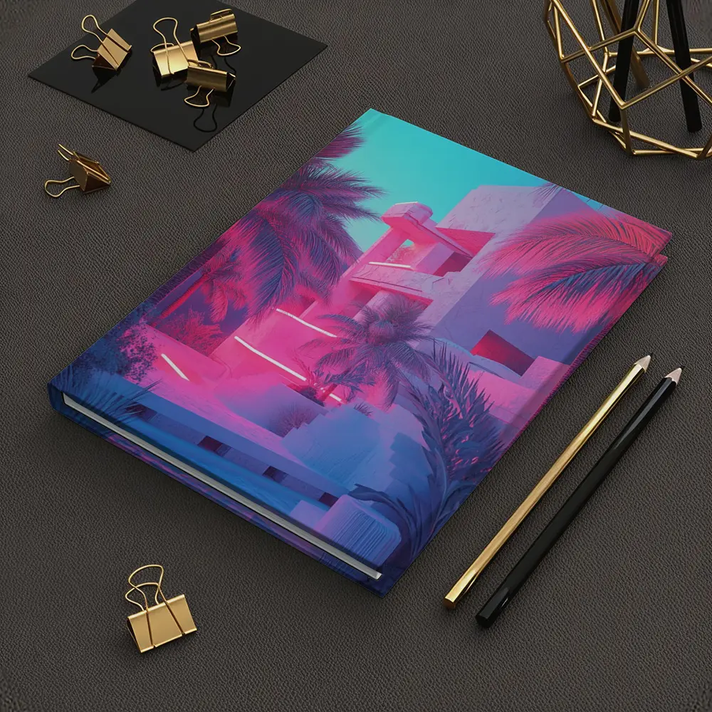 Neon Pink Tropical Architecture Palm Trees – Notebooks