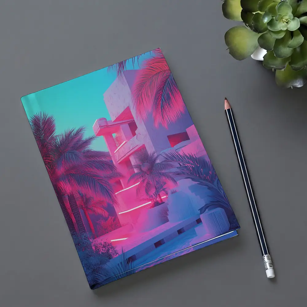 Neon Pink Tropical Architecture Palm Trees – Notebooks