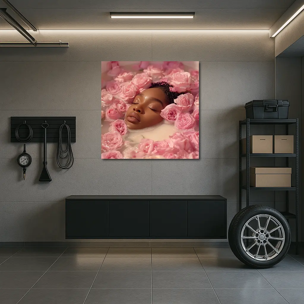 Woman Relaxing in Rose Milk Bath – Wall Art