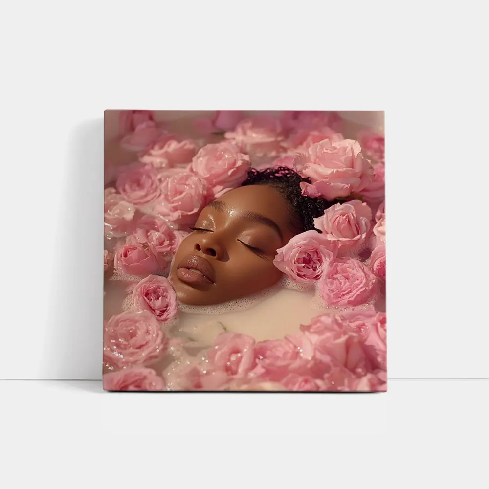 Woman Relaxing in Rose Milk Bath – Wall Art
