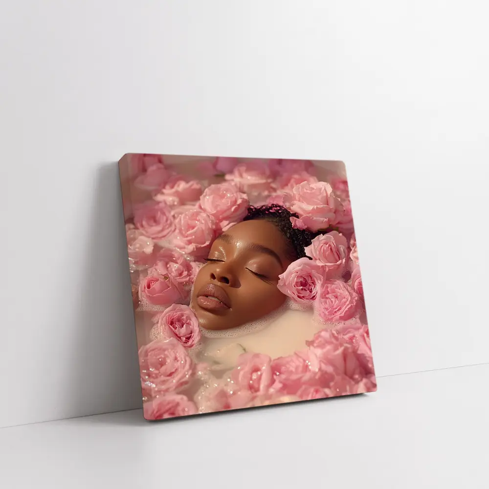 Woman Relaxing in Rose Milk Bath – Wall Art