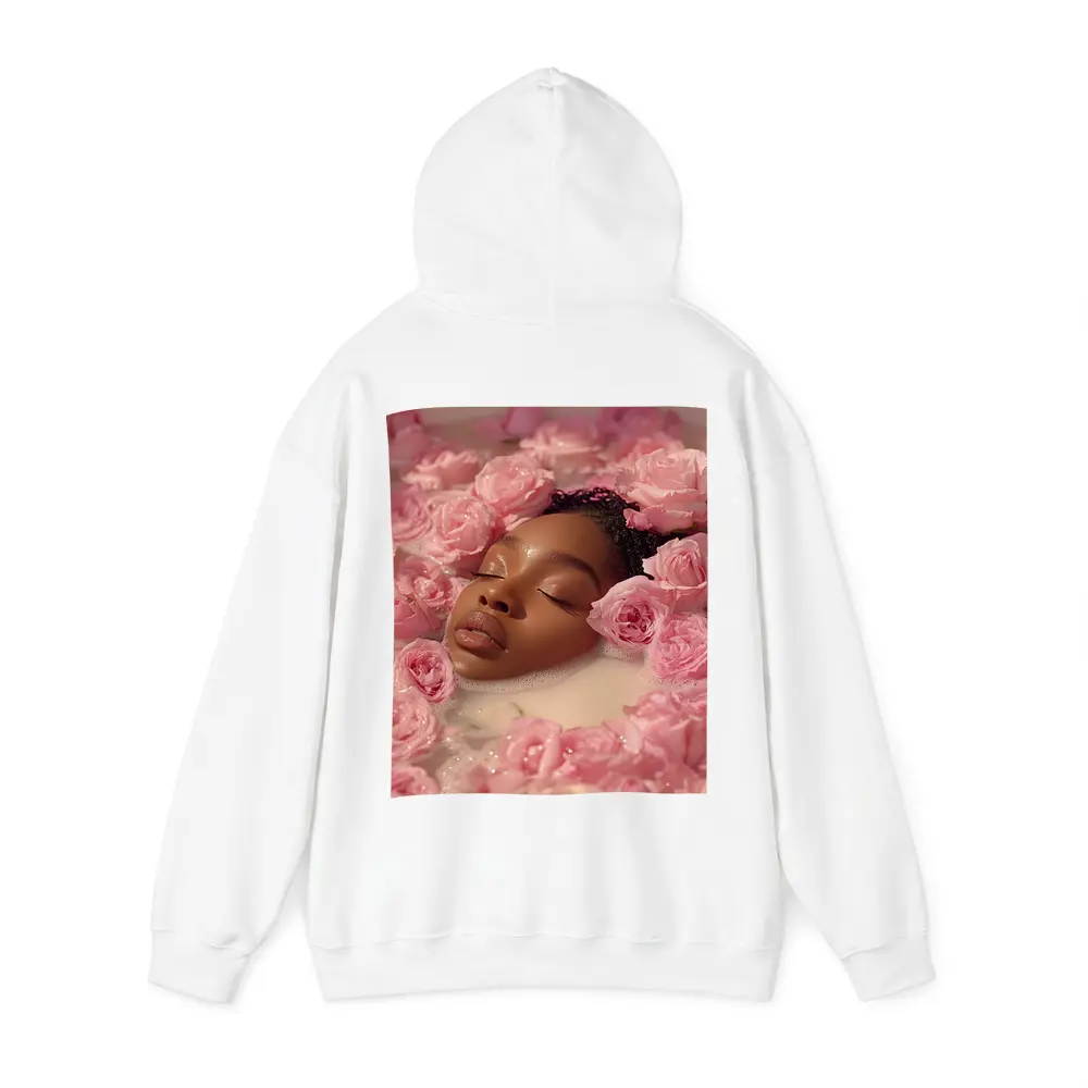 Woman Relaxing in Rose Milk Bath – Hoodies