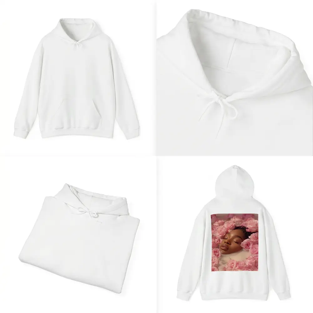 Woman Relaxing in Rose Milk Bath – Hoodies