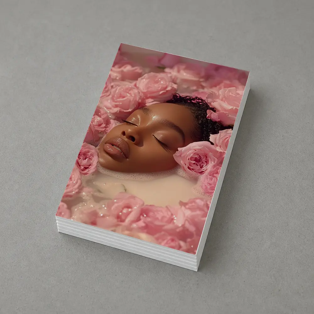 Woman Relaxing in Rose Milk Bath – Postcards