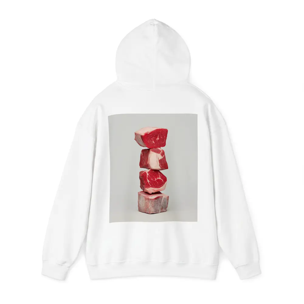 Stacked Raw Beef Cuts Gray Background – Hoodies