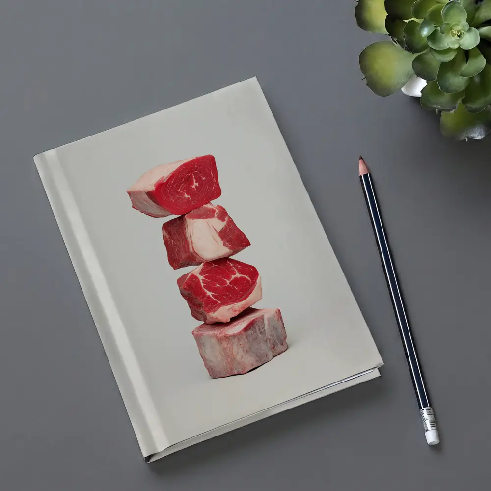 Stacked Raw Beef Cuts Gray Background – Notebooks