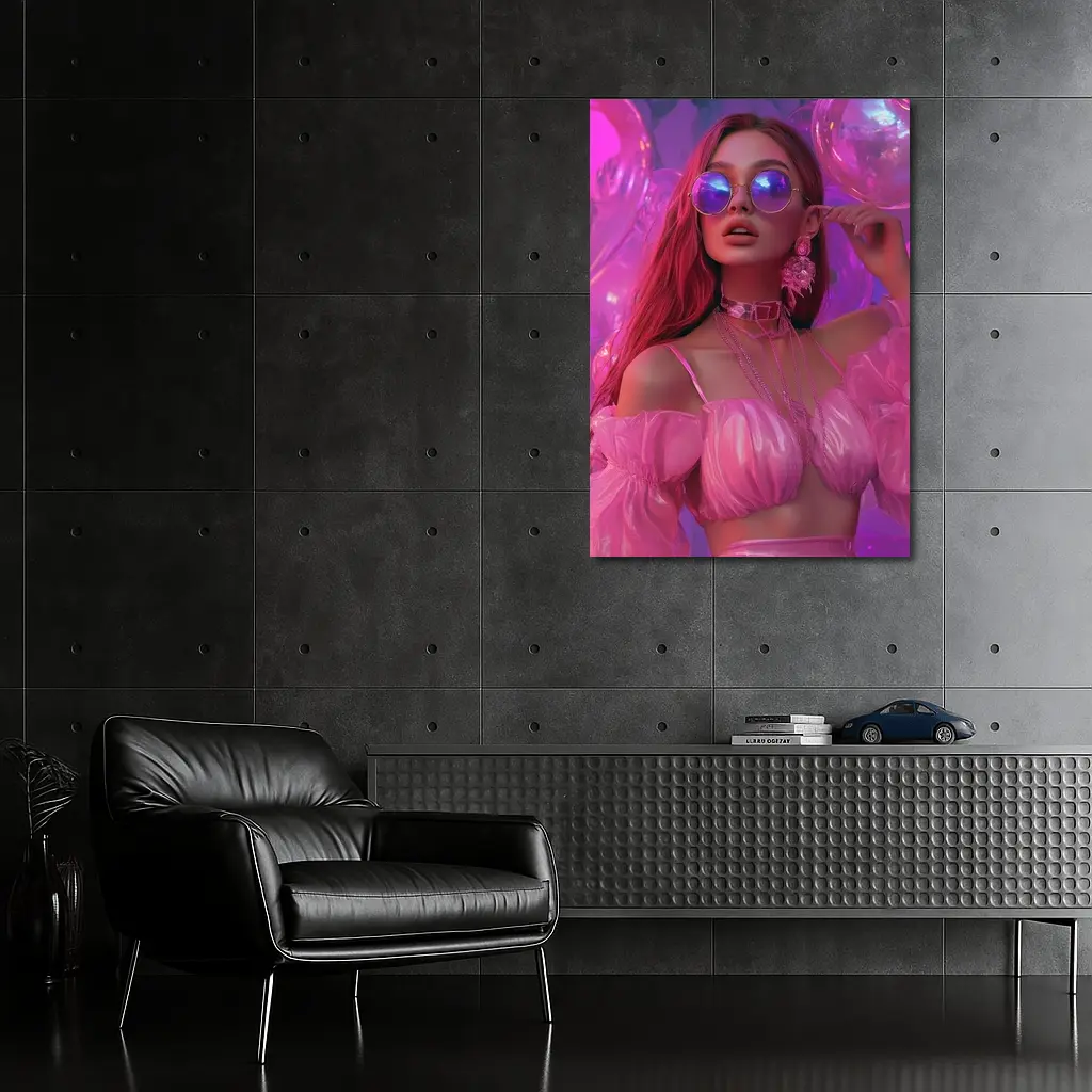 Fashion Woman Pink Bubbly Purple Fantasy – Wall Art