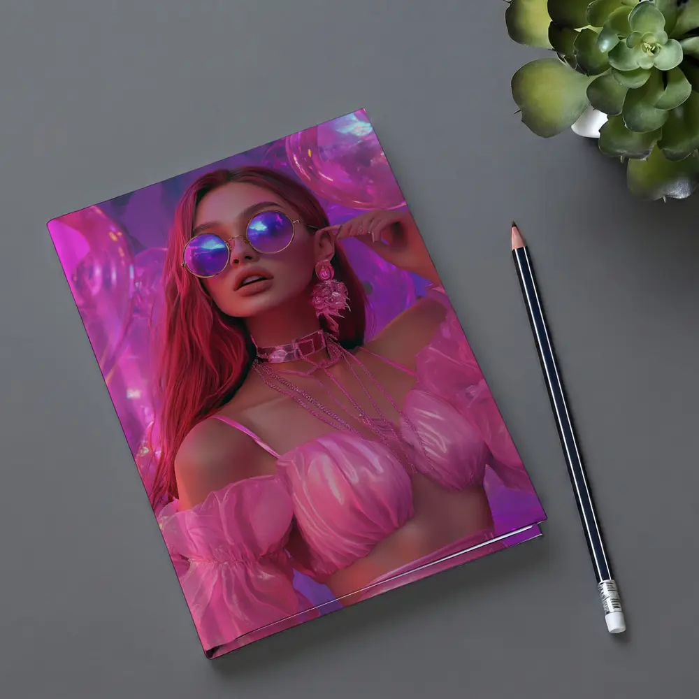 Fashion Woman Pink Bubbly Purple Fantasy – Notebooks