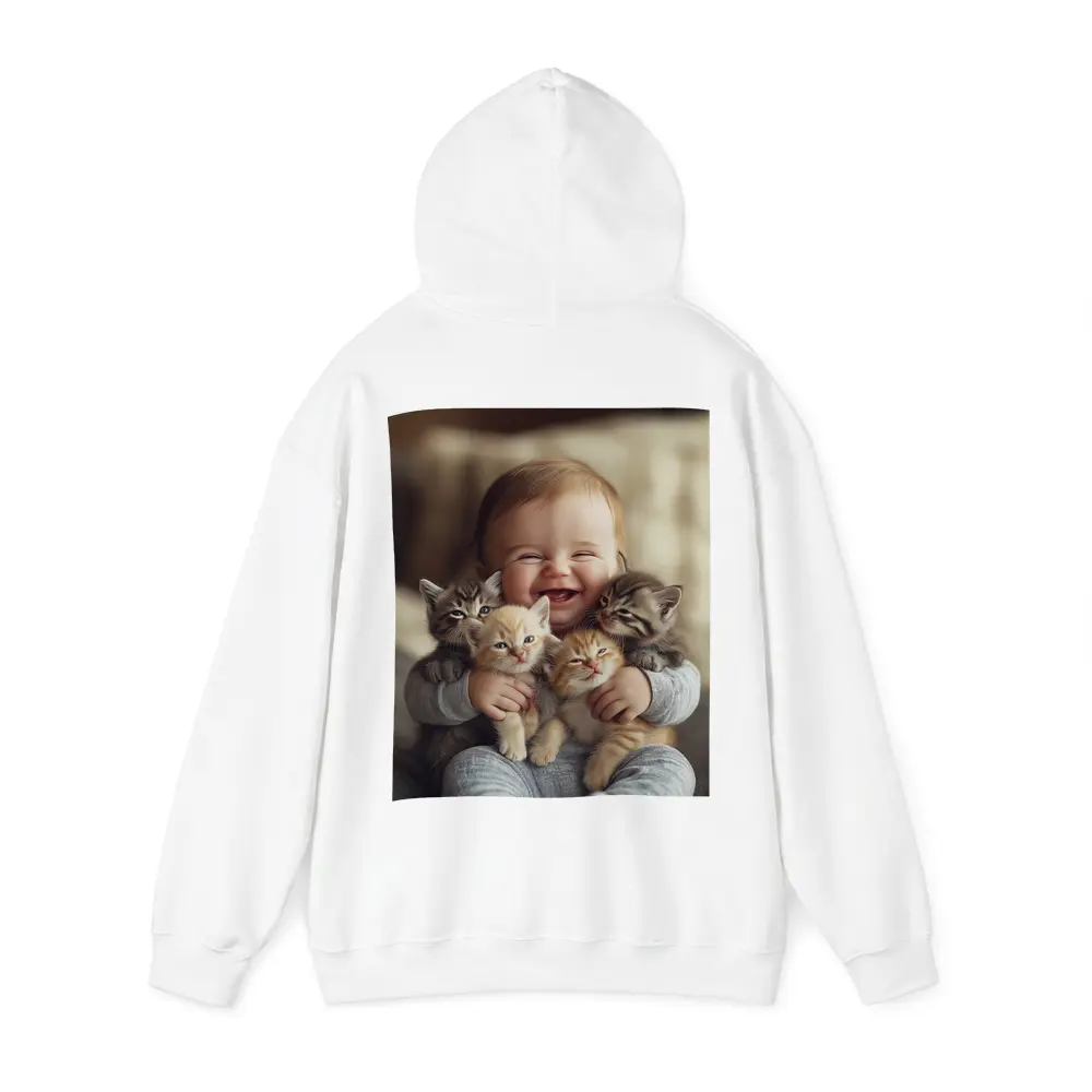 Happy Baby Hugging Three Kittens Together – Hoodies
