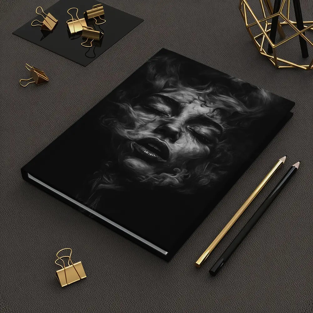 Woman Face Dissolving Into Dark Smoke – Notebooks
