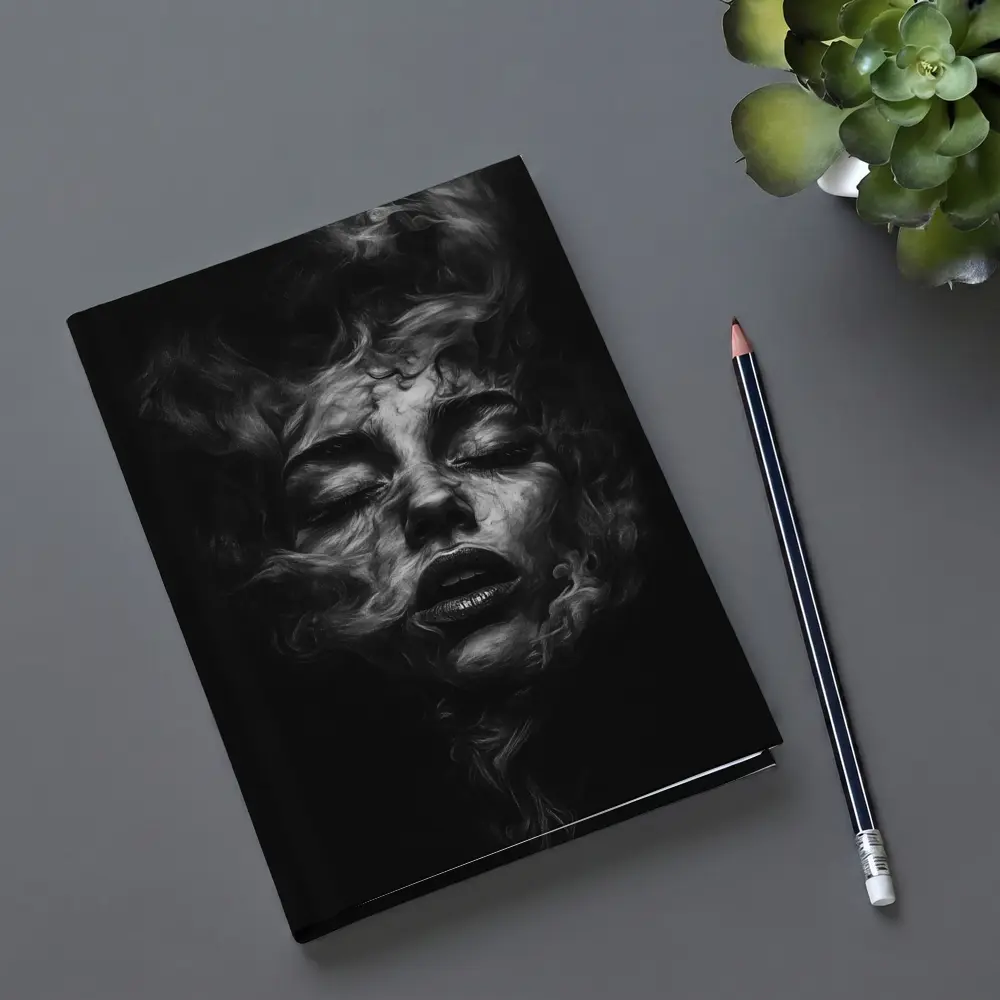 Woman Face Dissolving Into Dark Smoke – Notebooks