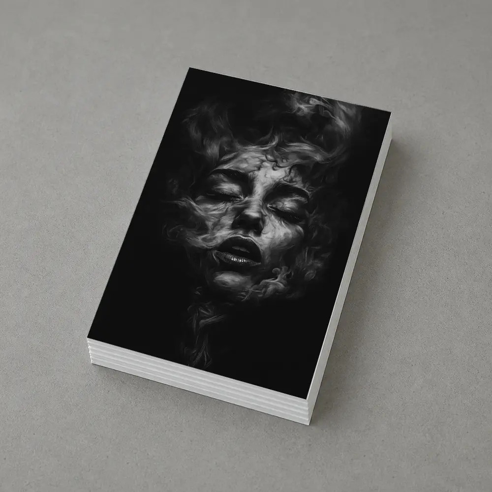 Woman Face Dissolving Into Dark Smoke – Postcards