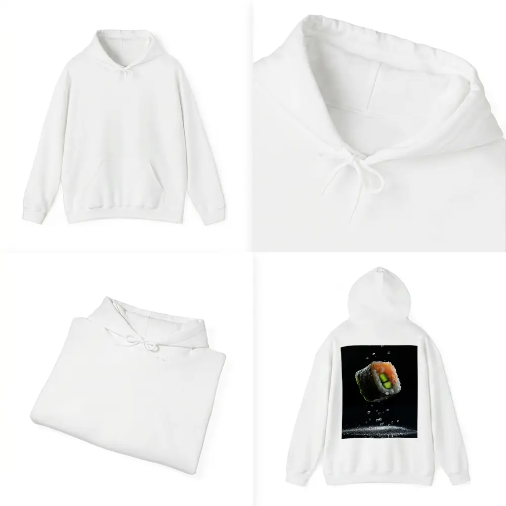 Sushi Roll Flying Over Dark Background – Hoodies