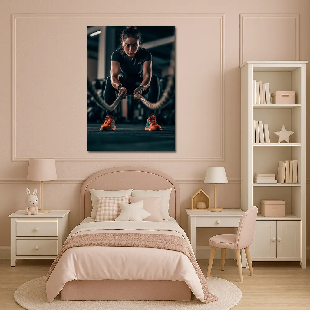Woman Battle Ropes Intense Gym Workout – Wall Art