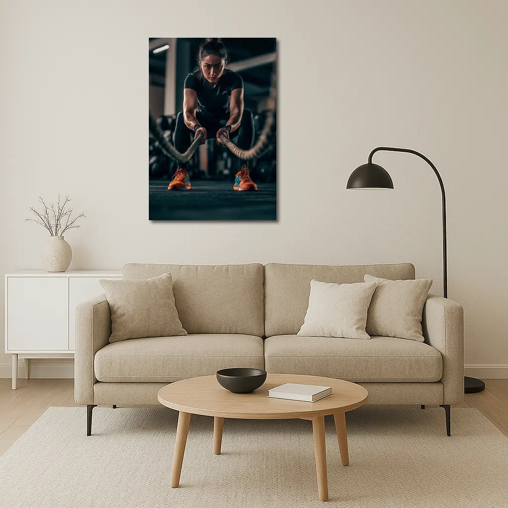 Woman Battle Ropes Intense Gym Workout – Wall Art