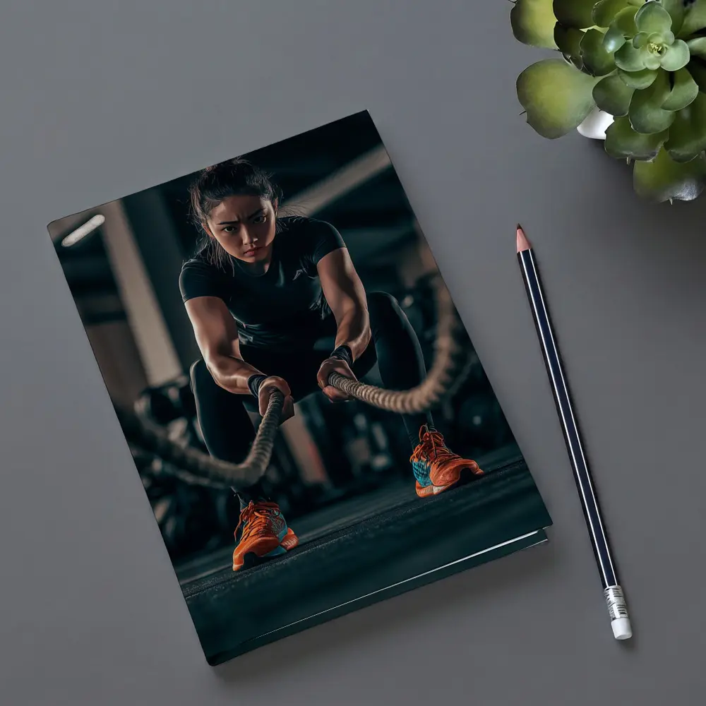 Woman Battle Ropes Intense Gym Workout – Notebooks
