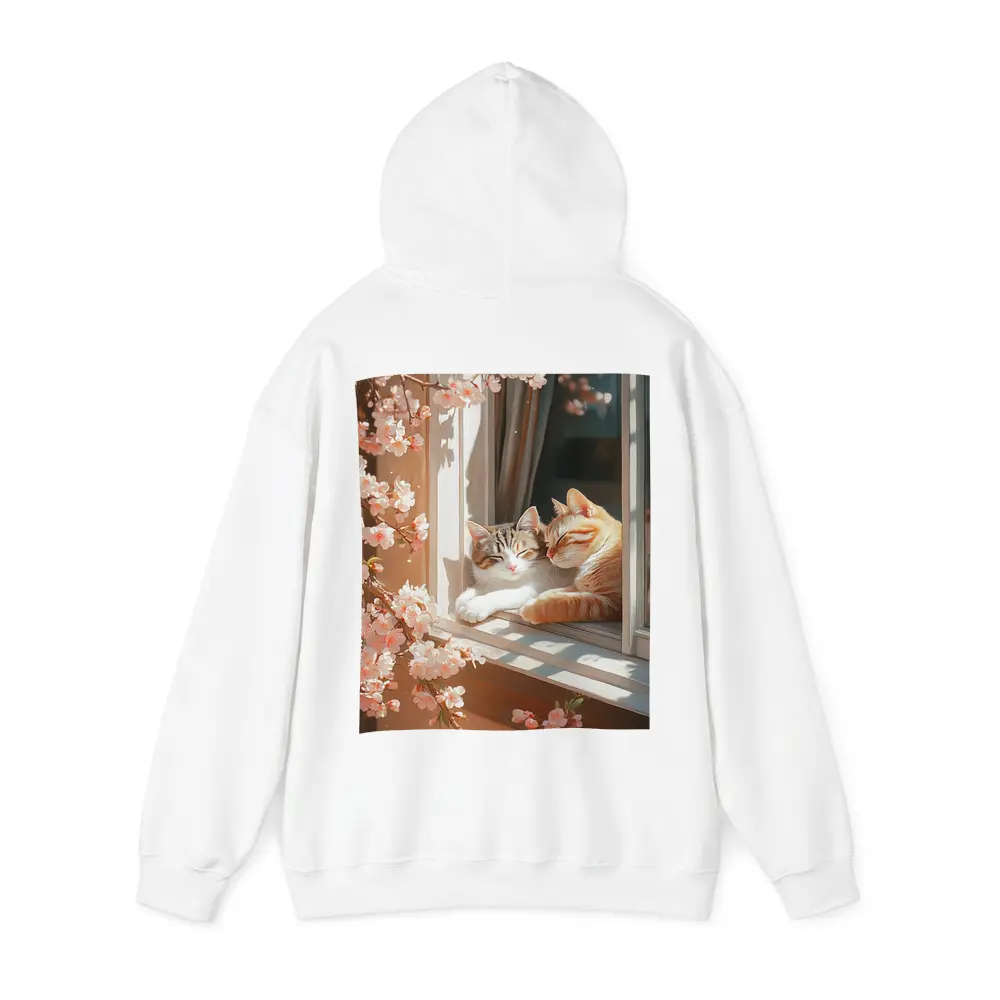 Two Cats Napping Window Cherry Blossoms – Hoodies