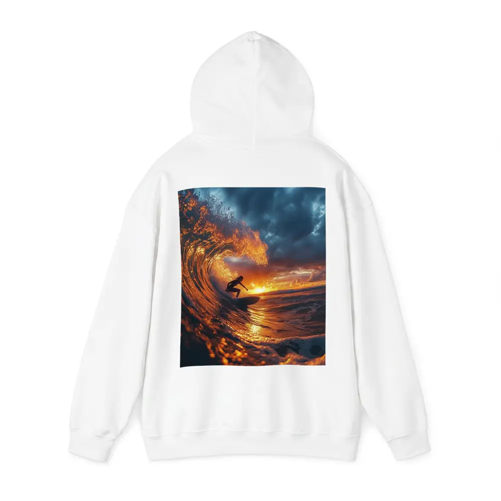 Surfer Riding Wave At Golden Sunset – Hoodies