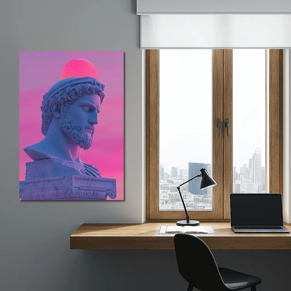 Greek Statue Bust Vaporwave Pink Sky – Wall Art