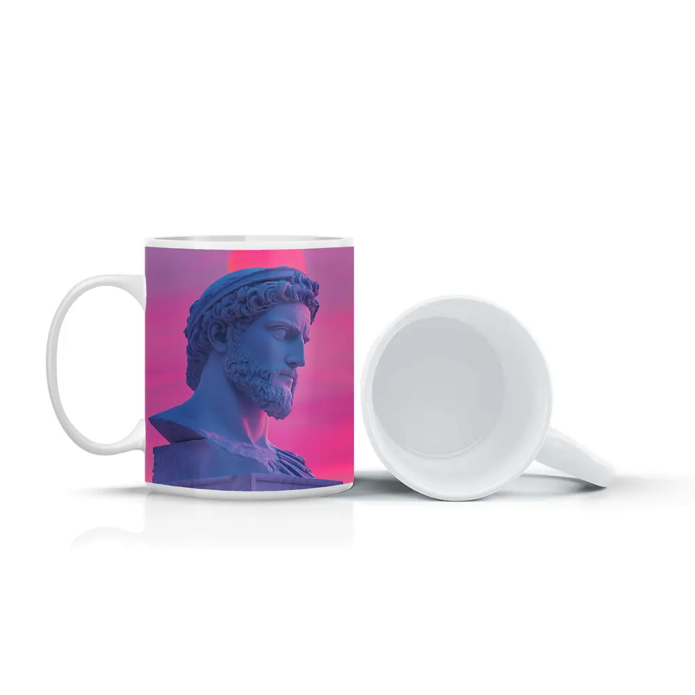 Greek Statue Bust Vaporwave Pink Sky – Mugs