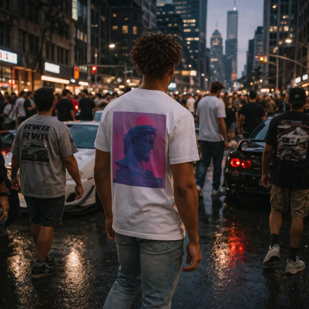 Greek Statue Bust Vaporwave Pink Sky – T-Shirts