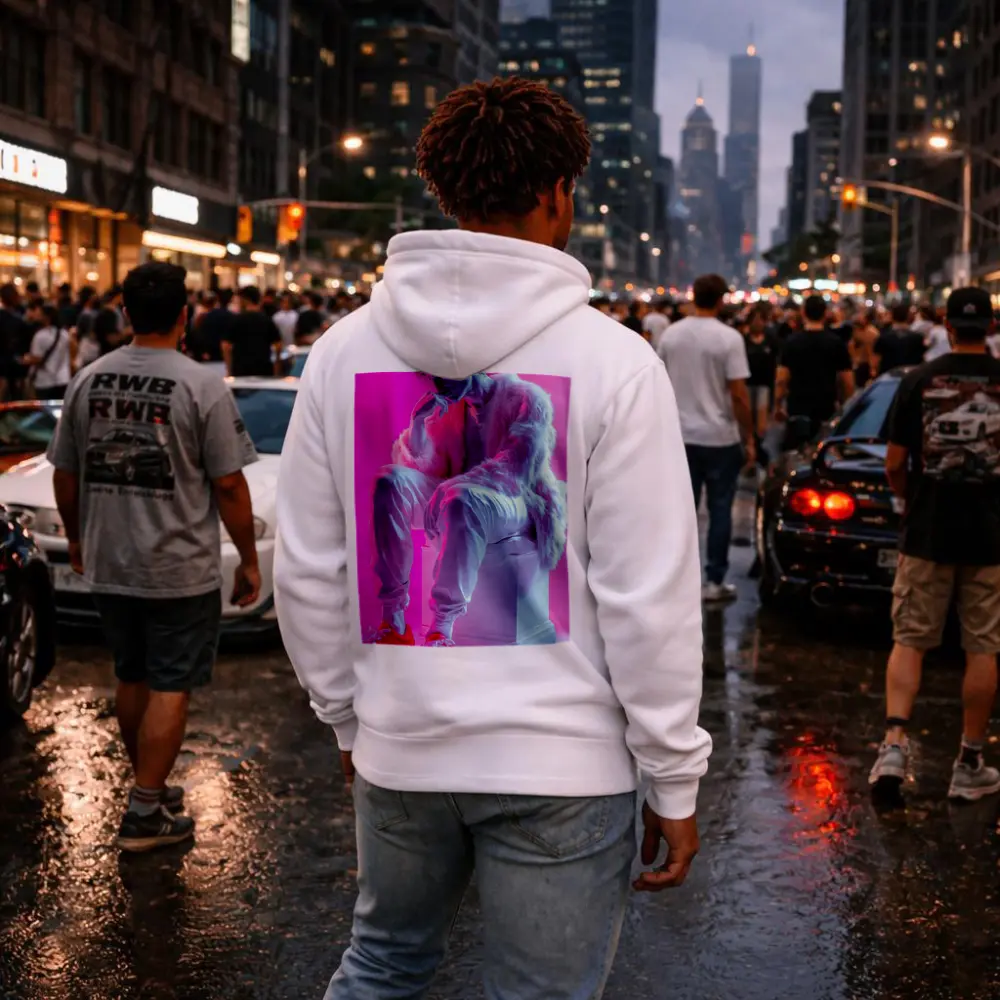Classical Statue Streetwear Pink Neon Background – Hoodies