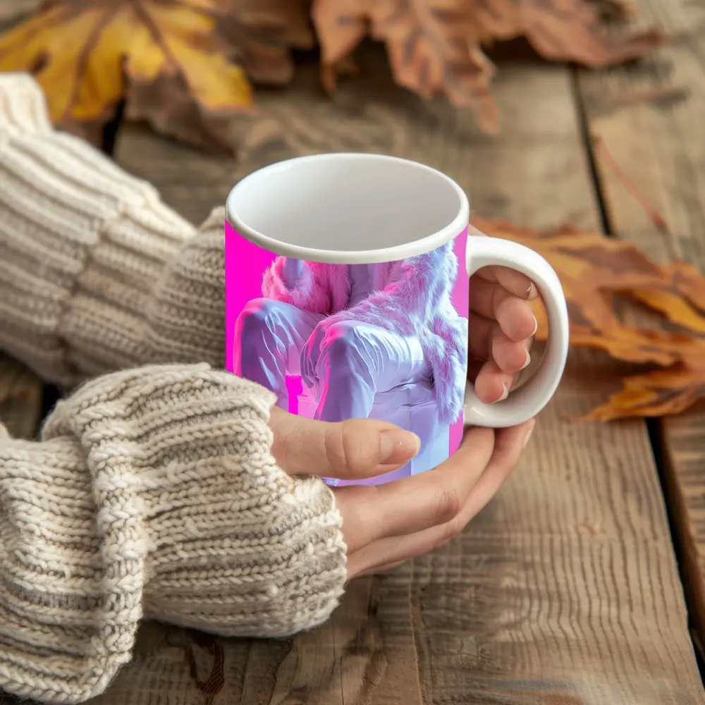 Classical Statue Streetwear Pink Neon Background – Mugs
