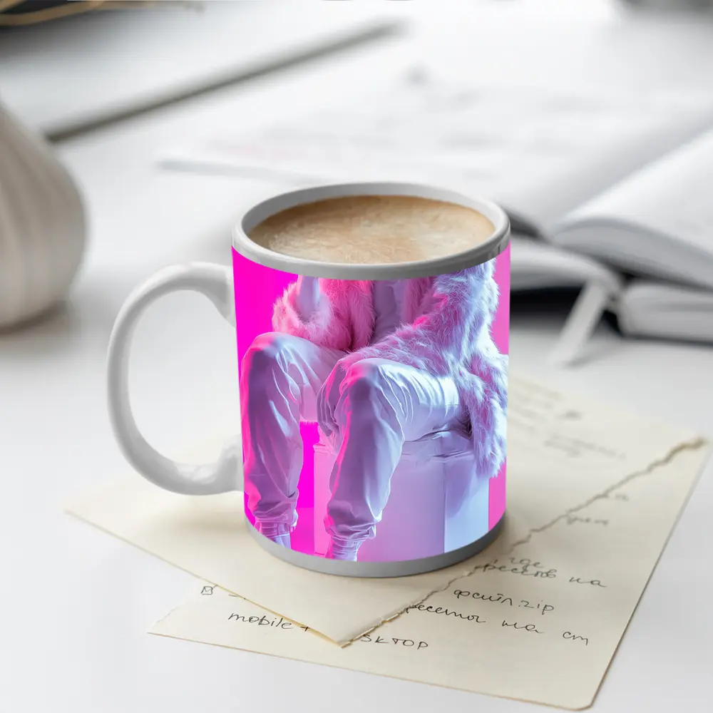 Classical Statue Streetwear Pink Neon Background – Mugs