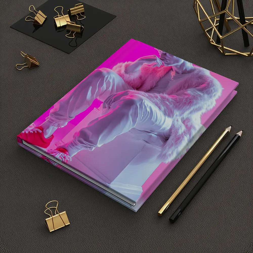 Classical Statue Streetwear Pink Neon Background – Notebooks