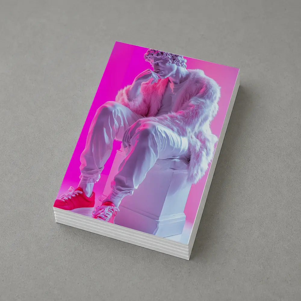 Classical Statue Streetwear Pink Neon Background – Postcards