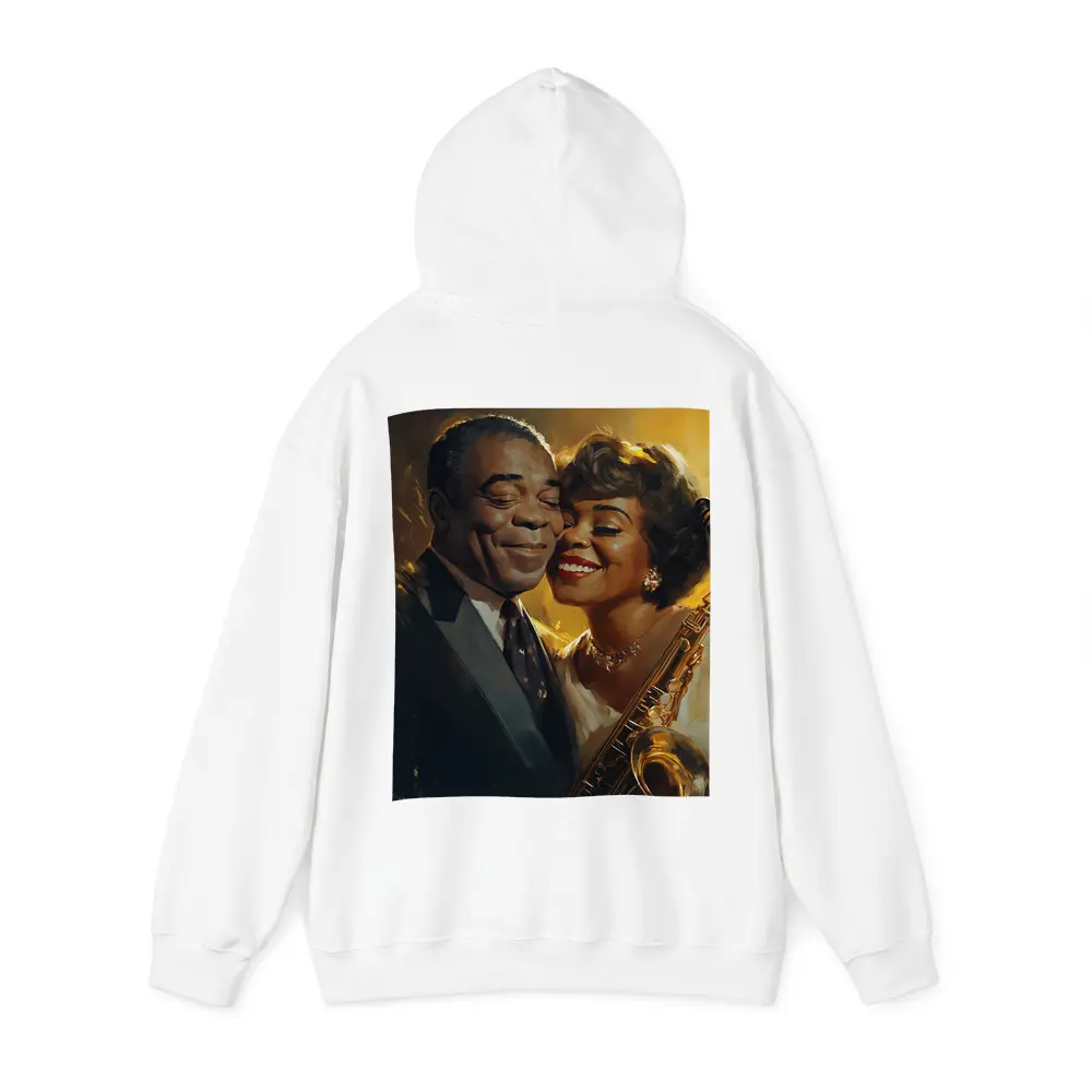 Jazz Couple Saxophone Golden Oil Painting Art – Hoodies