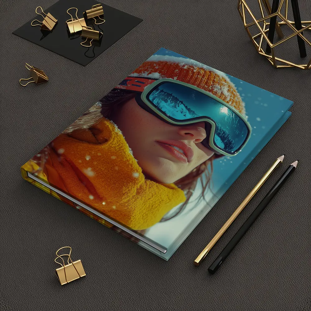 Woman Skier Snow Goggles Orange Winter Gear – Notebooks