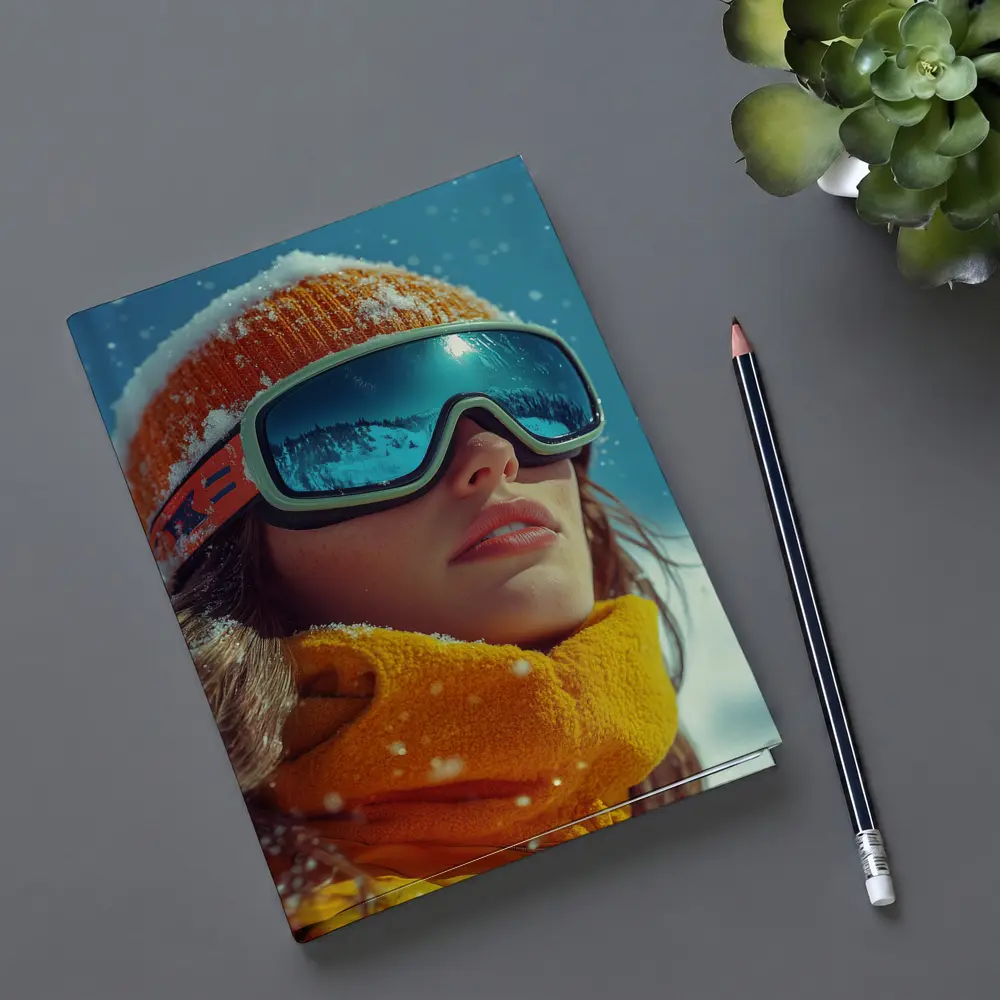 Woman Skier Snow Goggles Orange Winter Gear – Notebooks