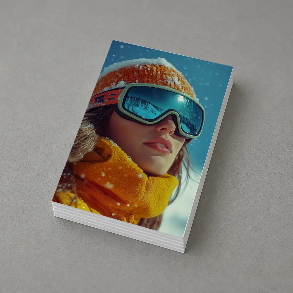 Woman Skier Snow Goggles Orange Winter Gear – Postcards