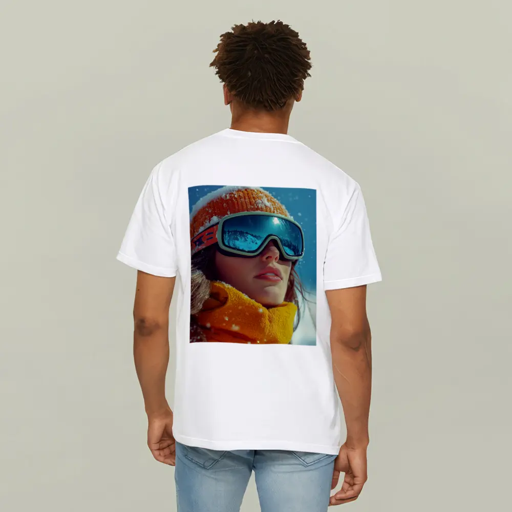 Woman Skier Snow Goggles Orange Winter Gear – T-Shirts