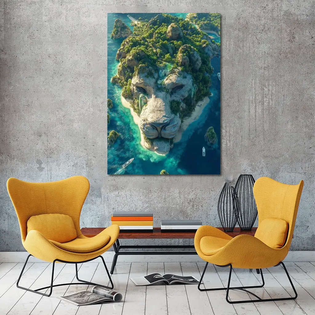 Lion Face Island Aerial Tropical Ocean View – Wall Art