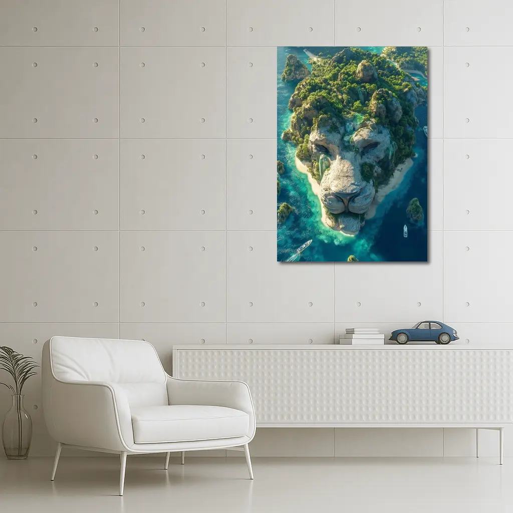 Lion Face Island Aerial Tropical Ocean View – Wall Art