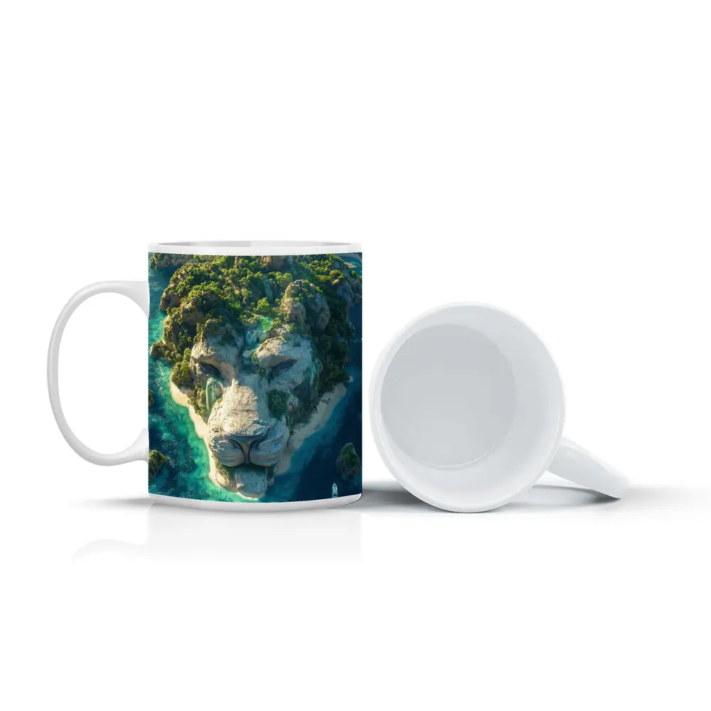 Lion Face Island Aerial Tropical Ocean View – Mugs